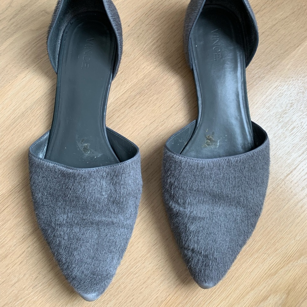 Vince Nina Haircalf d'Orsay Flats, Grey, US 8